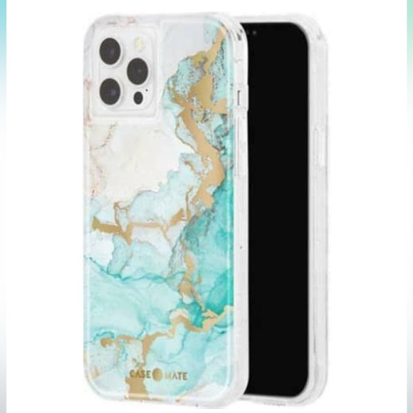 Case-Mate Aqua and Gold Marble Phone Case iPhone 12 Pro Max - Picture 1 of 3